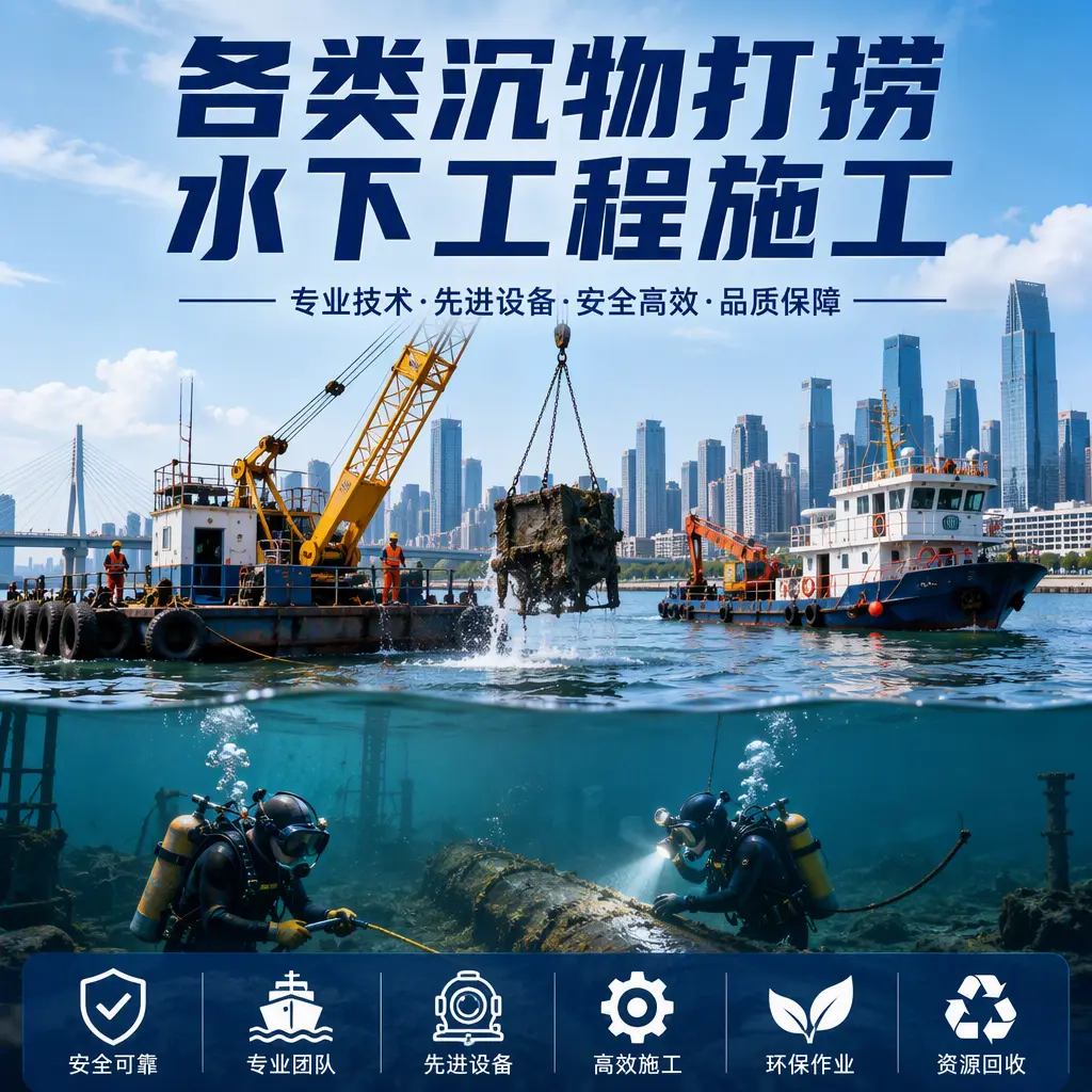 镇巴各类沉物打捞,水下工程施工